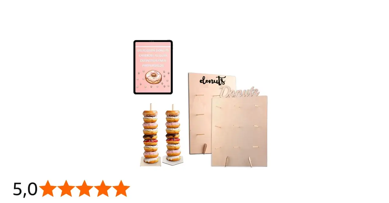 Exhibe tus creaciones con estos soportes de madera. Aprende como colocar donuts en mesa dulce para un evento inolvidable.