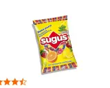 Bolsa de Sugus con frutas (fresa, naranja, limón, cereza, piña). ¡Disfruta de estos dulces que son veganos y sin colorantes artificiales!