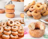 Montaje de rosquillas caseras de toda la vida, doradas y espolvoreadas con azúcar. Un placer para la vista y el paladar.