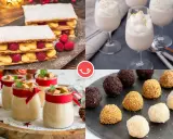 Deliciosas recetas navideñas dulces: milhojas con frambuesas, postres en vasito, bombones y copas de crema.