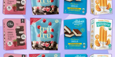 Bolsas de chuches que menos engordan: helados de yogur, sándwiches de vainilla y polos de naranja.