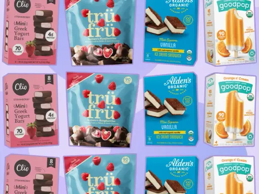 Bolsas de chuches que menos engordan: helados de yogur, sándwiches de vainilla y polos de naranja.