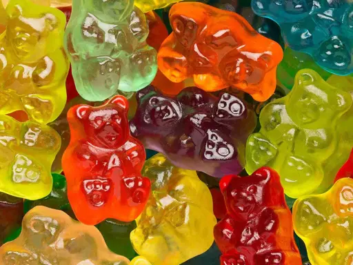 Ositos Haribo de colores vibrantes, un festín visual que evoca el origen de estas golosinas icónicas.