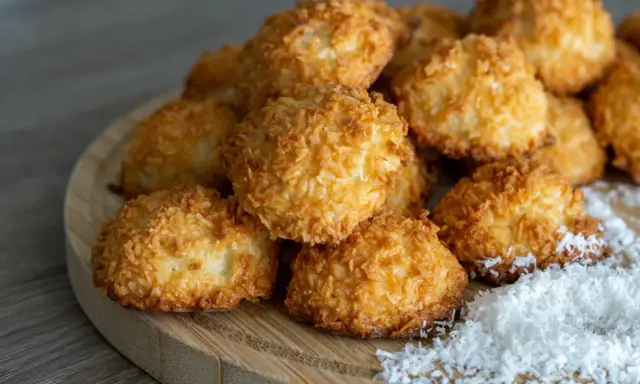 Montón de coquitos dorados y crujientes, perfectos para tu próxima receta de coquitos.