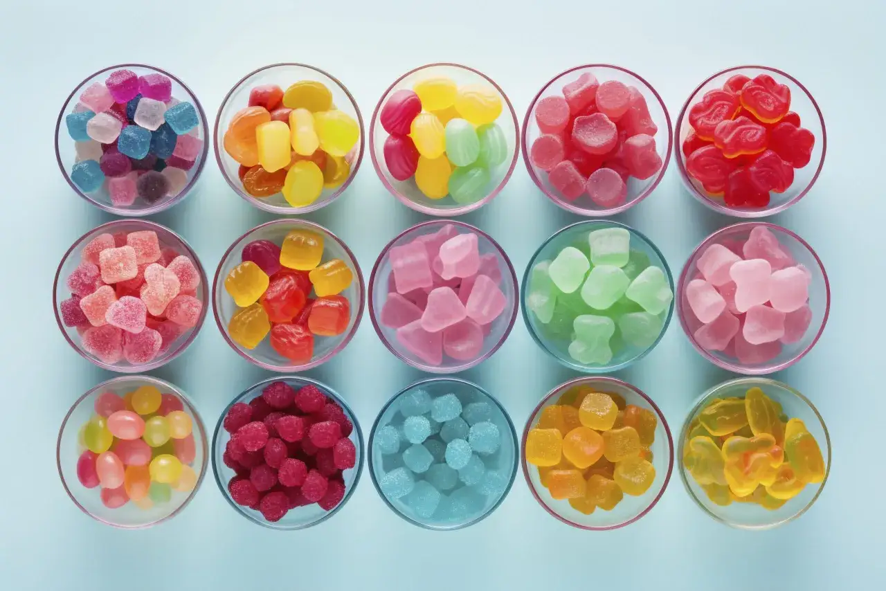 Cuencos llenos de chuches de colores, como hacer chuches caseras, una explosi&oacute;n de sabor y diversi&oacute;n.