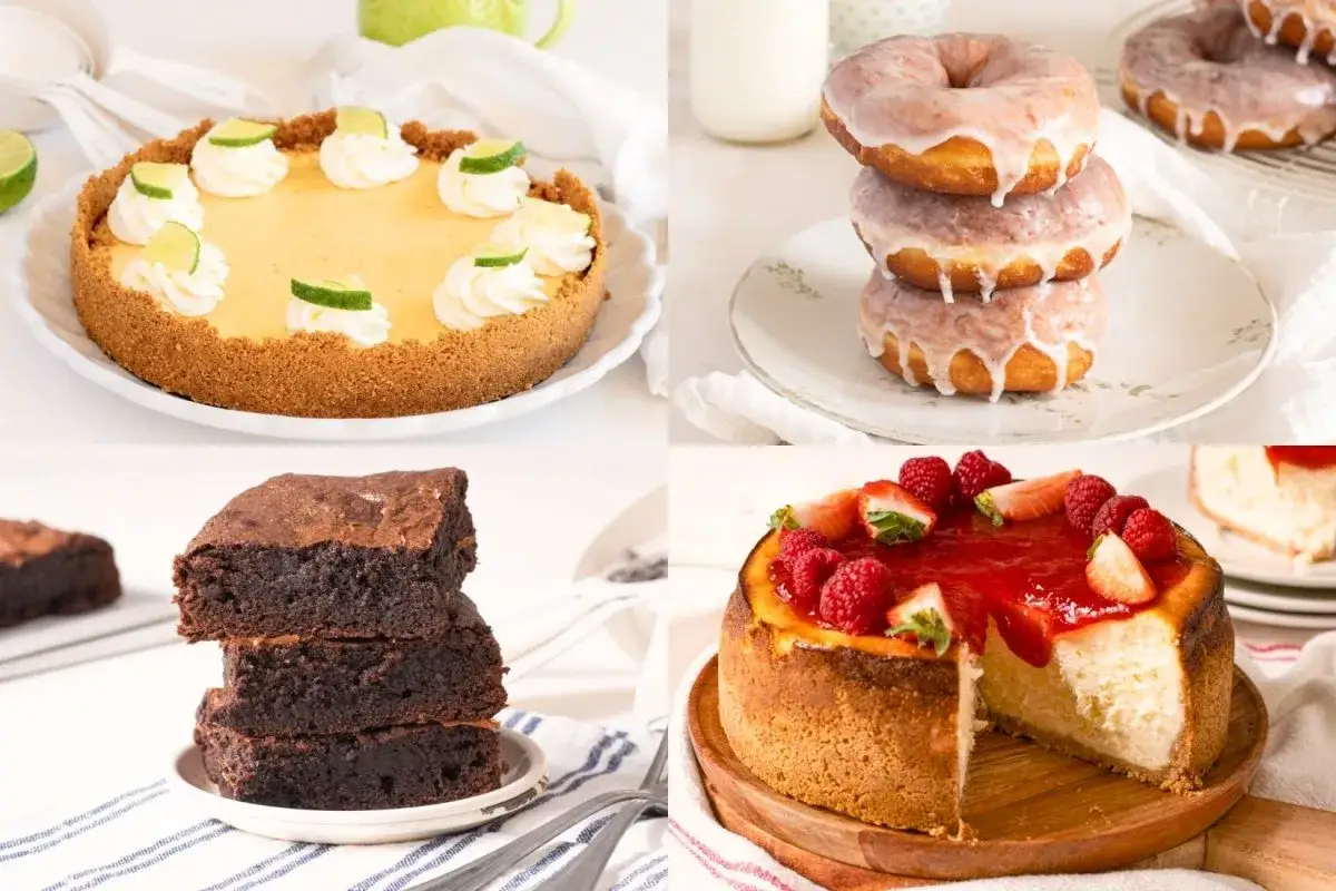 Pastel de lima, donas glaseadas, brownies y cheesecake de fresa. ¡Un festín de postres típicos americanos!