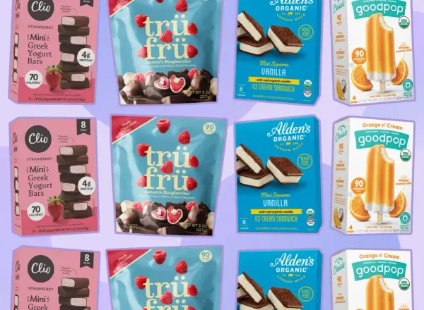 Bolsas de chuches que menos engordan: helados de yogur, sándwiches de vainilla y polos de naranja.